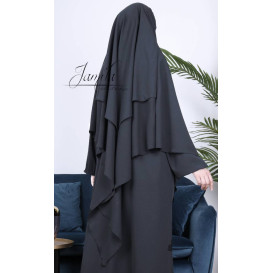 Khimar Anthracite Jamila : Royal léger, doux et double voile