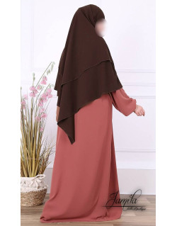 Khimar Chocolat Jamila : Royal léger, doux et double voile