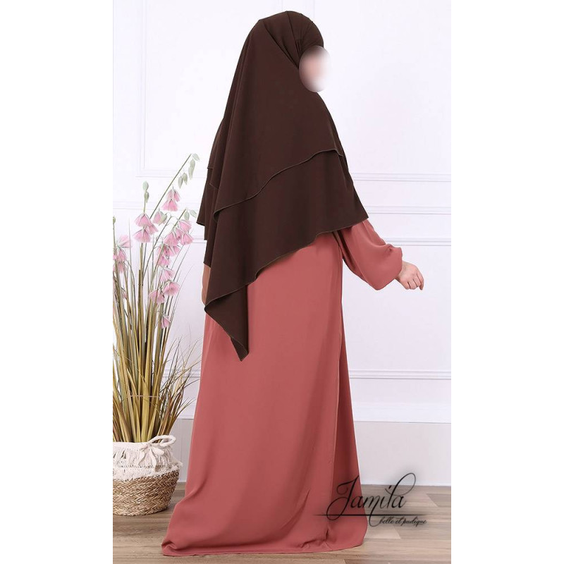 Khimar Anthracite Jamila : Royal léger, doux et double voile