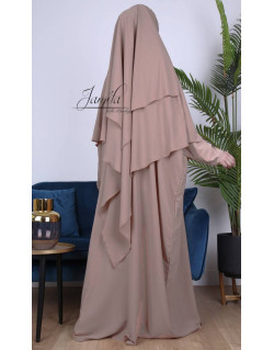 Khimar Taupe Nude Jamila : Royal léger, doux et double voile