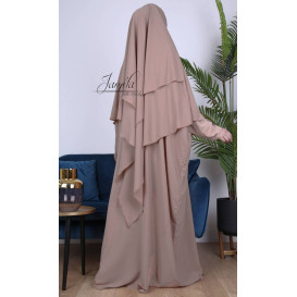 Khimar Chocolat Jamila : Royal léger, doux et double voile