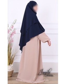 Khimar Bleu Nuit Jamila : Royal léger, doux et double voile