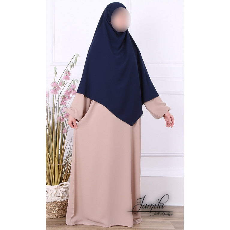 Khimar Bleu Nuit Jamila : Royal léger, doux et double voile