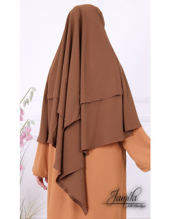 Khimar Praline Jamila : Royal léger, doux et double voile