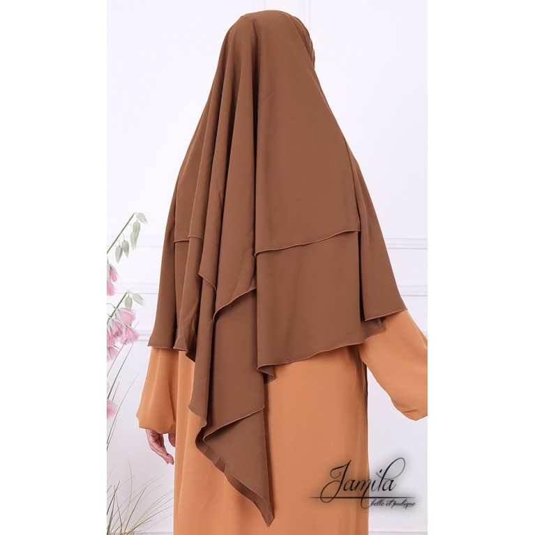 Khimar Praline Jamila : Royal léger, doux et double voile