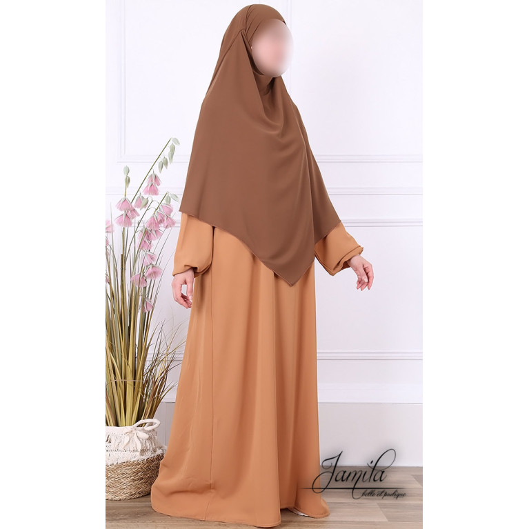 Khimar Praline Jamila : Royal léger, doux et double voile