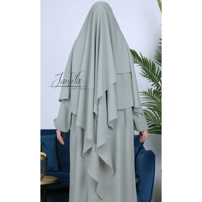 Khimar Vert Sapin Jamila : Royal léger, doux et double voile