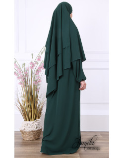 Khimar Vert Sapin Jamila : Royal léger, doux et double voile