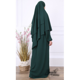 Khimar Vert Sapin Jamila : Royal léger, doux et double voile