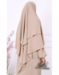 Khimar Beige Jamila : Microfibre Royal, doux et double voile - 18K2R