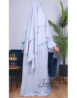 Khimar Bleu Ciel Jamila : Microfibre Royal, doux et double voile - 2308K2R