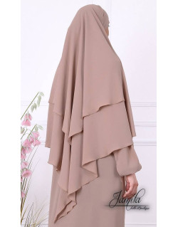 Khimar Taupe Rosé Jamila : Microfibre Royal, doux et double voile - 2309K2R