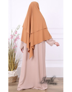 Khimar Caramel : Microfibre Royal, doux et double voile - 2662K2R