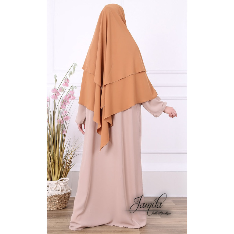 Khimar Caramel : Microfibre Royal, doux et double voile - 2662K2R