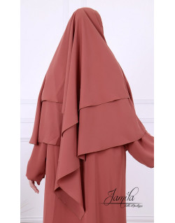 Khimar Saumon : Microfibre Royal, doux et double voile - 2313K2R