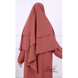 Khimar Saumon : Microfibre Royal, doux et double voile - 2313K2R