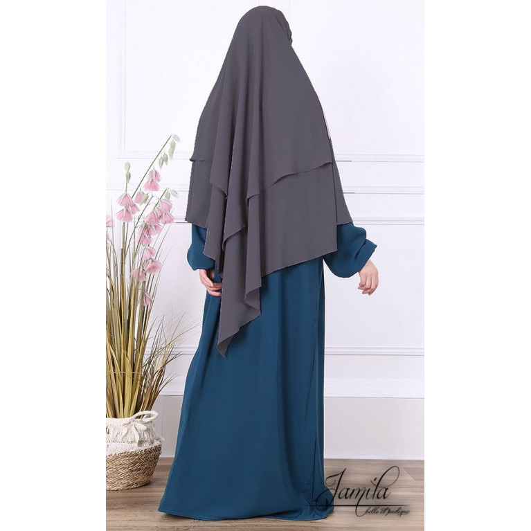 Khimar Anthracite : Microfibre Royal, doux et double voile - 2637K2R