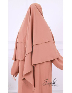 Khimar Saumon Jamila : léger, doux et double voile - 2313K2M