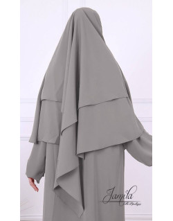 Khimar Noir Jamila : Microfibre Royal, doux et double voile - NK2R