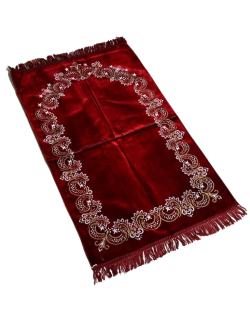 Tapis de Prière Bordeaux, Mirhab Fleuris - Confort Spirituel - Dimensions 69x119 cm