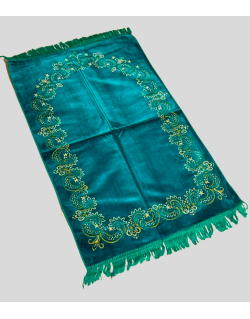 Tapis de Prière Turquoise, Mirhab Fleuris - Confort Spirituel - Dimensions 69x119 cm