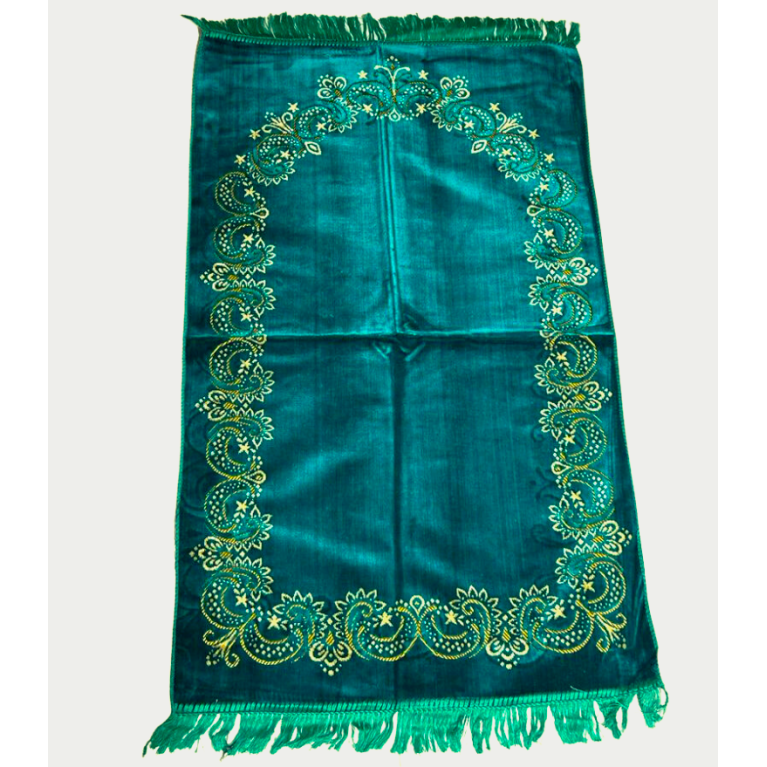 Tapis de Prière Turquoise, Mirhab Fleuris - Confort Spirituel - Dimensions 69x119 cm