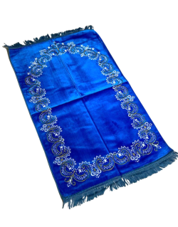 Tapis de Prière Bleu, Mirhab Fleuris - Confort Spirituel - Dimensions 69x119 cm