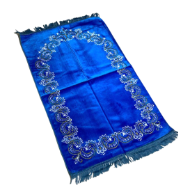 Tapis de Prière Bleu, Mirhab Fleuris - Confort Spirituel - Dimensions 69x119 cm