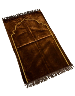 Tapis de Prière Marron, Mirhab Uni - Confort Spirituel - Dimensions 69x119 cm