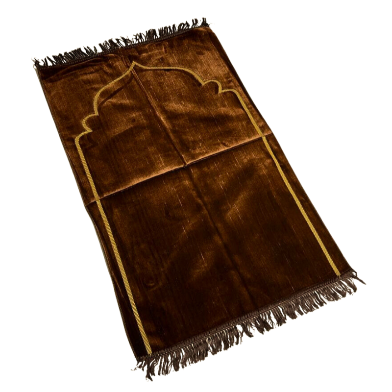 Tapis de Prière Marron, Mirhab Uni - Confort Spirituel - Dimensions 69x119 cm