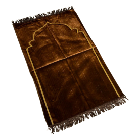 Tapis de Prière Marron, Mirhab Uni - Confort Spirituel - Dimensions 69x119 cm