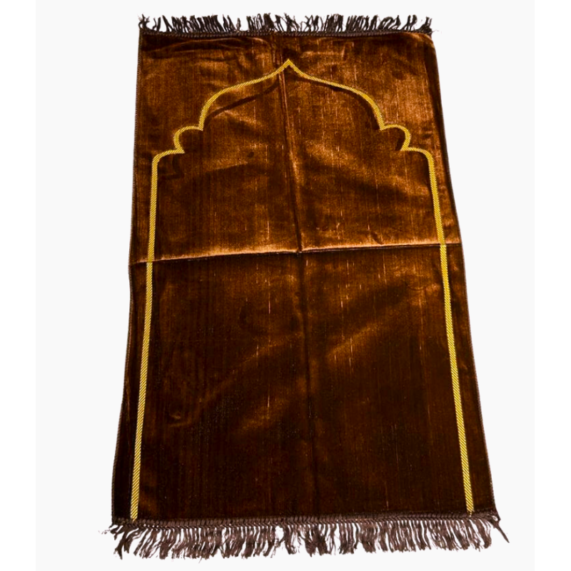 Tapis de Prière Marron, Mirhab Uni - Confort Spirituel - Dimensions 69x119 cm