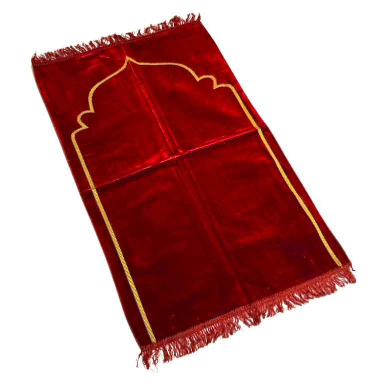 Tapis de Prière Bordeaux, Mirhab Uni - Confort Spirituel - Dimensions 69x119 cm