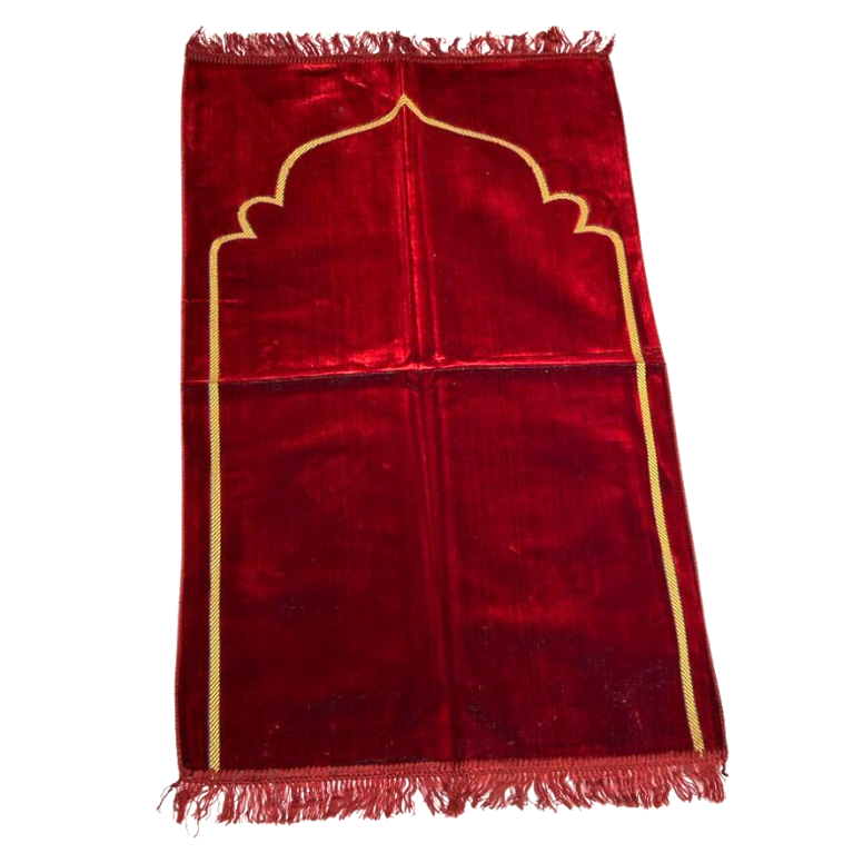 Tapis de Prière Bordeaux, Mirhab Uni - Confort Spirituel - Dimensions 69x119 cm