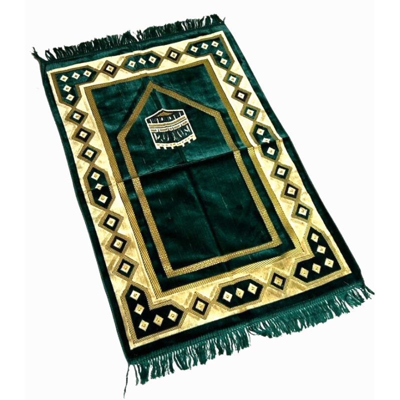 Tapis de prière de poche vert dôme de mosquée • Mon Coin Prière