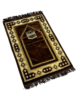Tapis de Prière Marronavec la Kaaba - Confort Spirituel - Dimensions 69x119 cm
