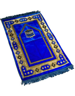 Tapis de Prière Bleu avec la Kaaba - Confort Spirituel - Dimensions 69x119 cm
