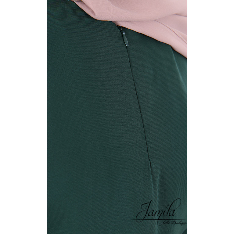 Abaya Papillon - Vert Sapin - Microfibre Léger - Jamila - 1329APM