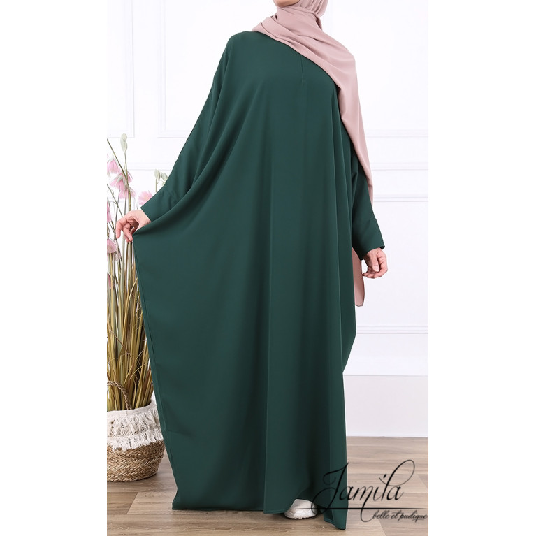 Abaya Papillon - Vert Sapin - Microfibre Léger - Jamila - 1329APM