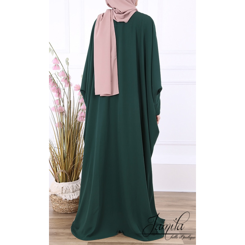 Abaya Papillon - Vert Sapin - Microfibre Léger - Jamila - 1329APM