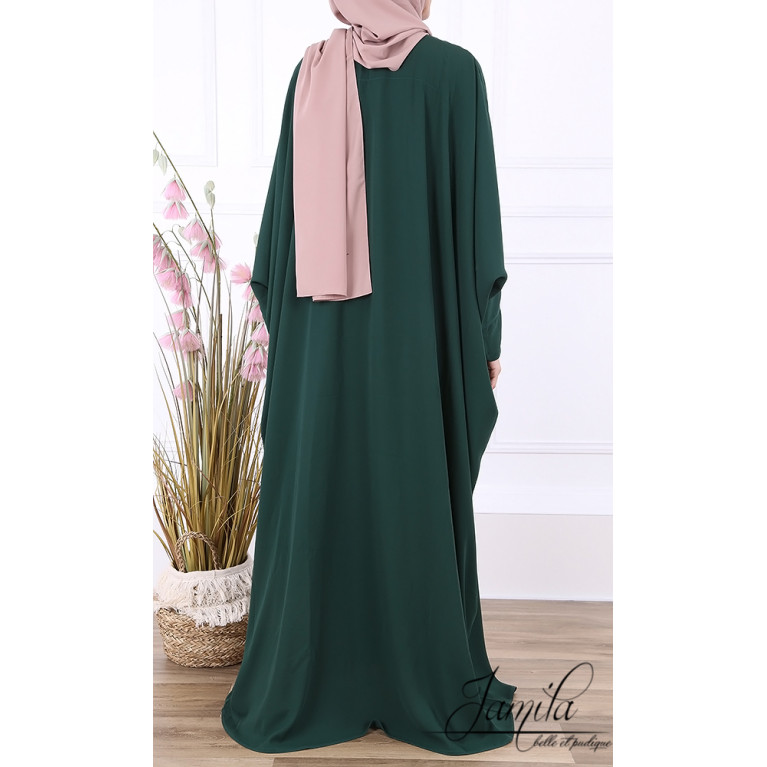 Abaya Papillon - Vert Sapin - Microfibre Léger - Jamila - 1329APM