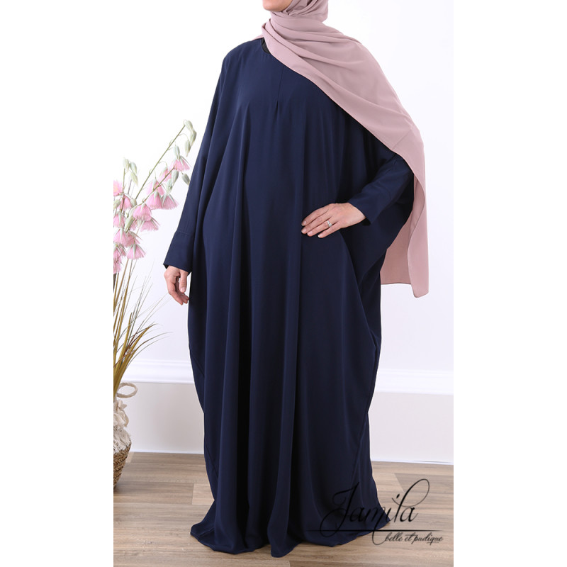 Abaya Papillon - Bleu Nuit - Royal - Jamila 