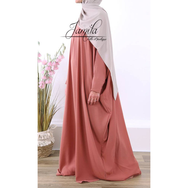 Abaya Papillon - Rose Saumon - Royal - Jamila 