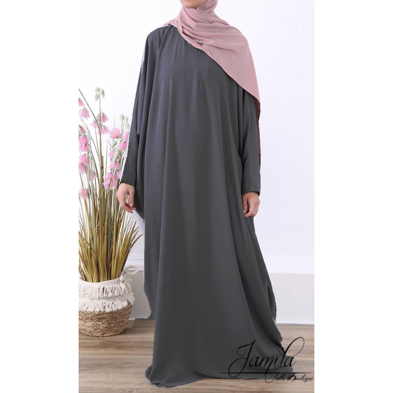 Abaya Papillon - Gris Anthracite - Royal - Jamila