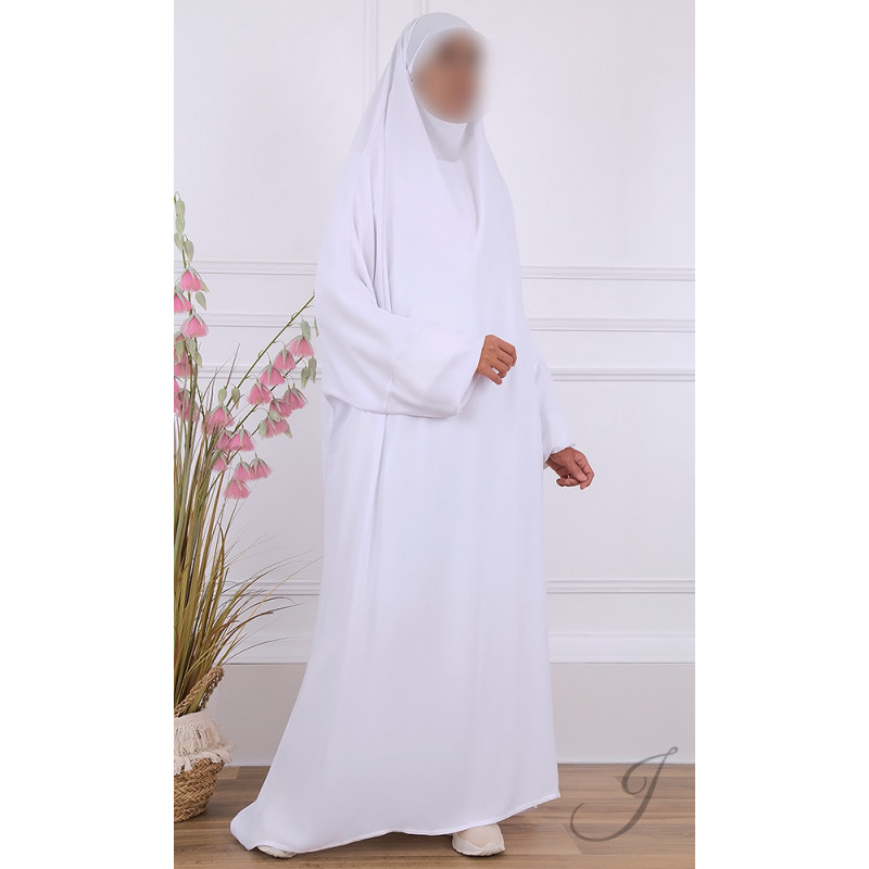 JIlbab 1 Pièce - Blanc - Microfibre Léger - Jamila 