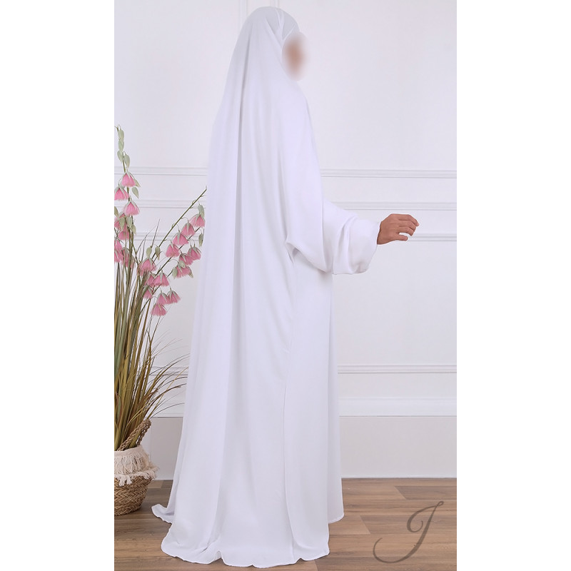 JIlbab 1 Pièce - Blanc - Microfibre Léger - Jamila 