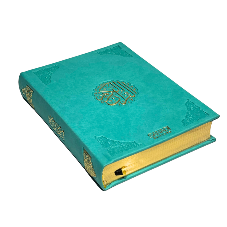 Le Saint Coran Arabe de Luxe avec QR Code - Turquoise - Petit Format- 12,50 X 16,50 cm - Editions Sanadi