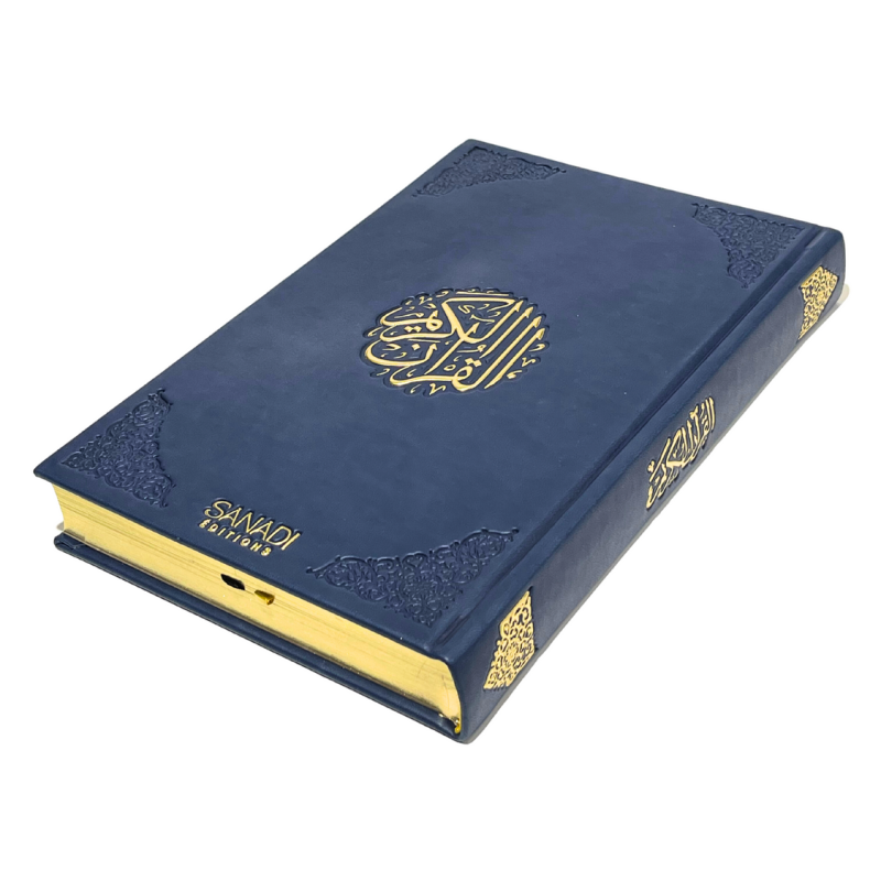 Le Saint Coran Arabe de Luxe avec QR Code - Bleu Nuit - Petit Format- 12,50 X 16,50 cm - Editions Sanadi