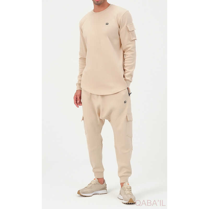 Ensemble Sarouel et Sweat Beige, Survêtement Qaba'il : Sniper NEO New