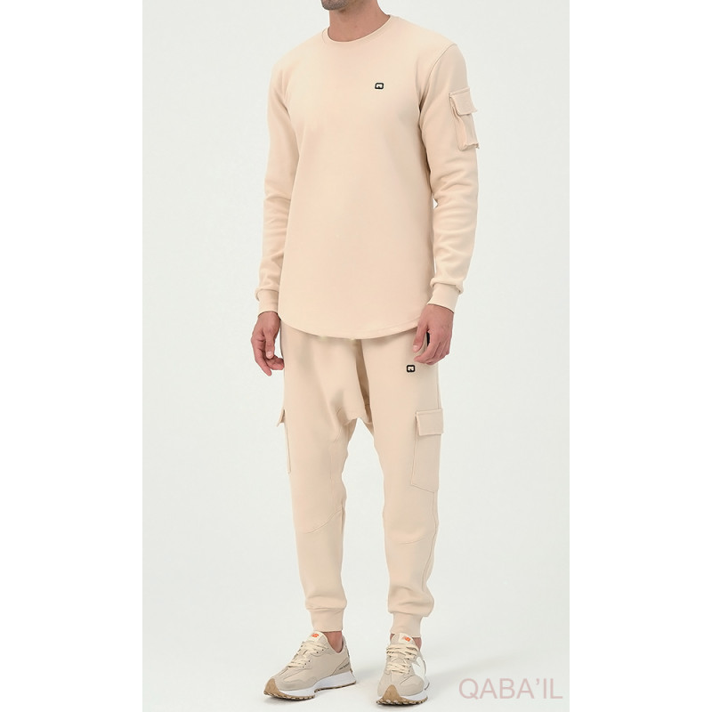 Ensemble Sarouel et Sweat Beige, Survêtement Qaba'il : Sniper NEO New